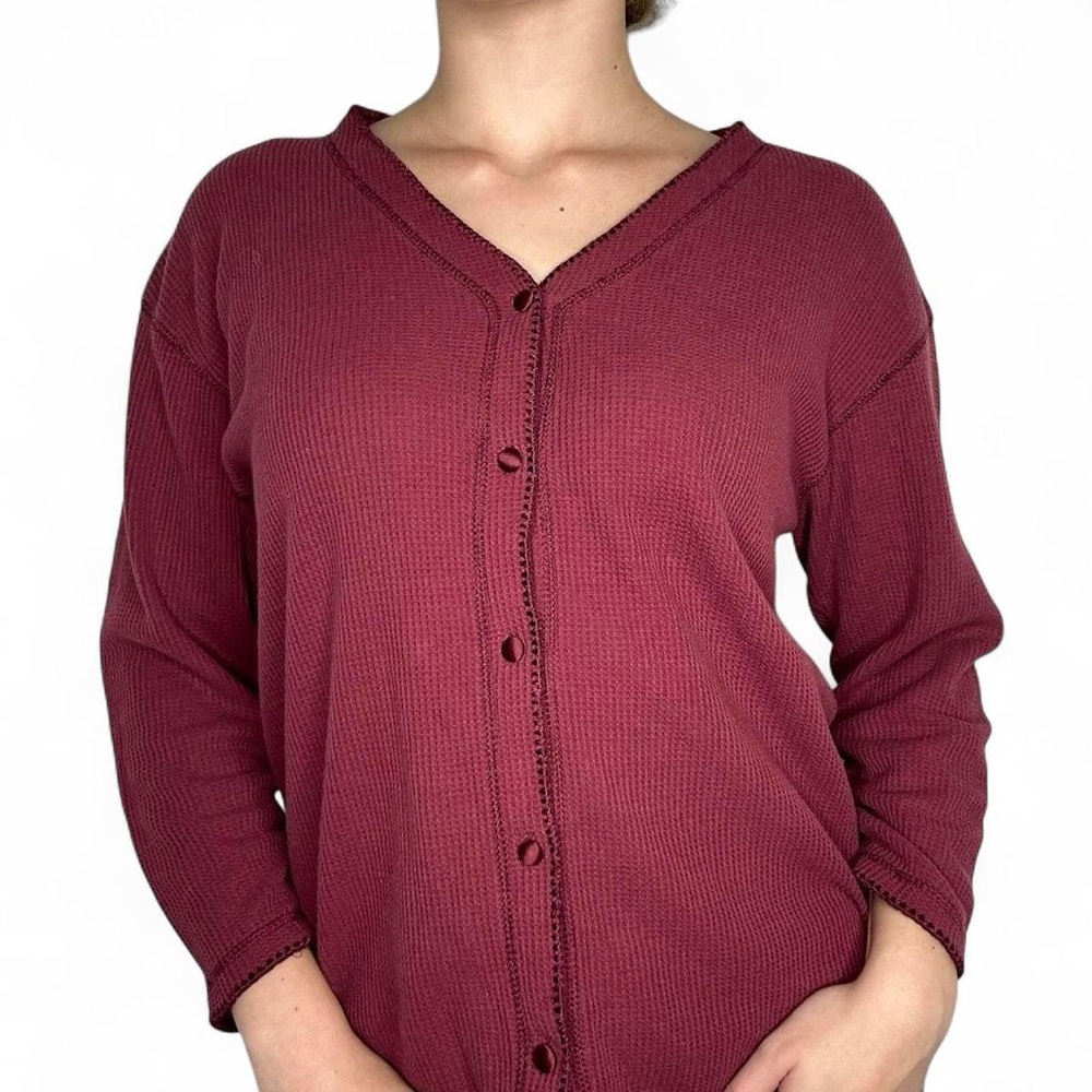 Victorias Secret waffle knit pajama button up top